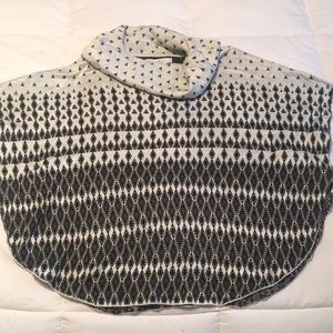 Fever Green and White Poncho cowl neck sweater